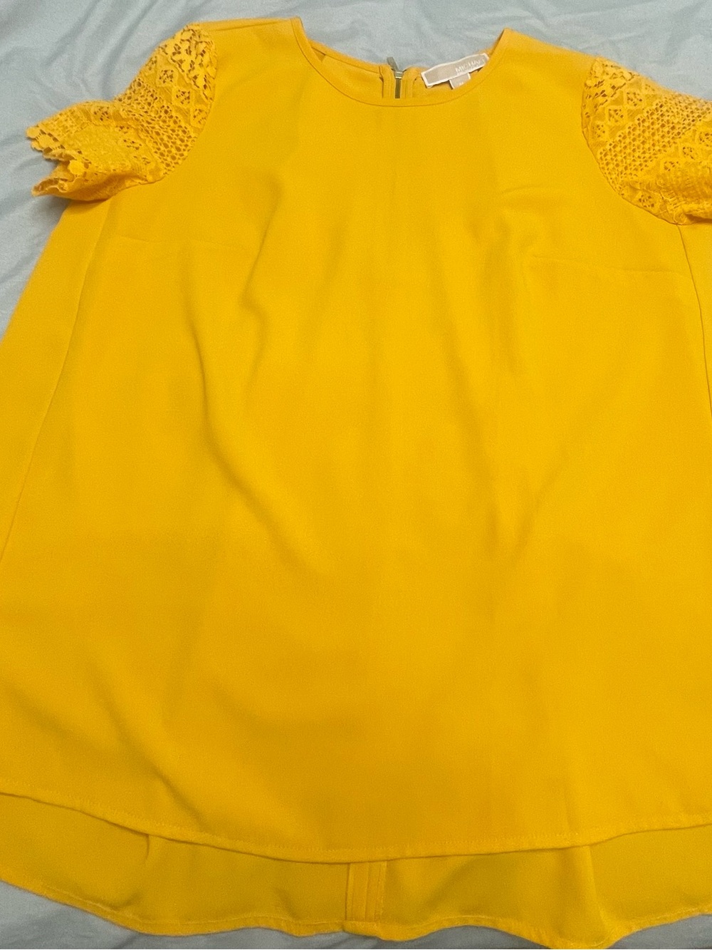 Michael Kors Bright Yellow Crochet-Sleeve Blouse